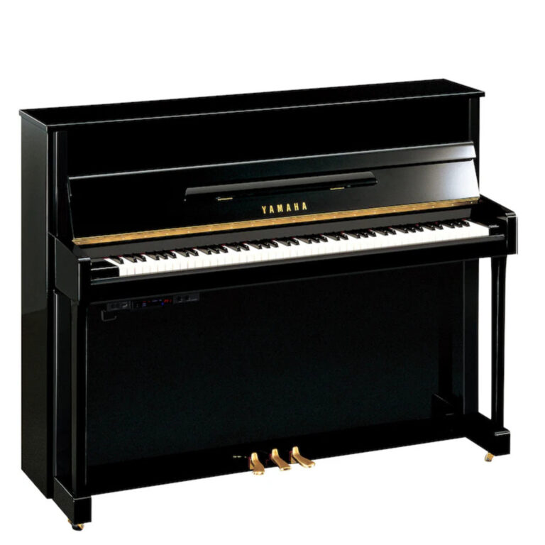 Yamaha B TC3 TransAcoustic upright piano with classic U1 cabinet, combining acoustic soundboard with digital TransAcoustic technology